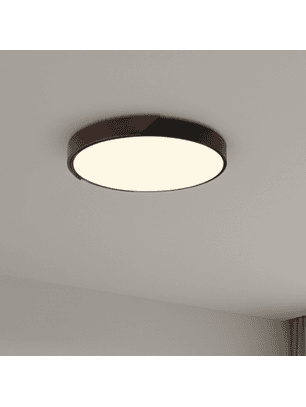 Lámpara Led Redondo 300mm Sobrepuesto Con Control Madera Oscuro 24w+24w