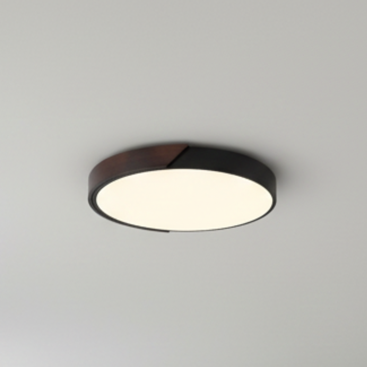 Lámpara Led Redondo 500mm Sobrepuesto Con Control Madera Oscuro 48w+48w 1