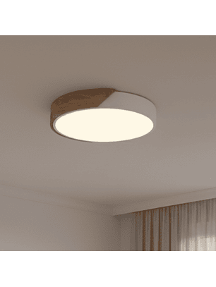 Lámpara Led Redondo 500mm Sobrepuesto Con Control Madera Clara 48w+48w