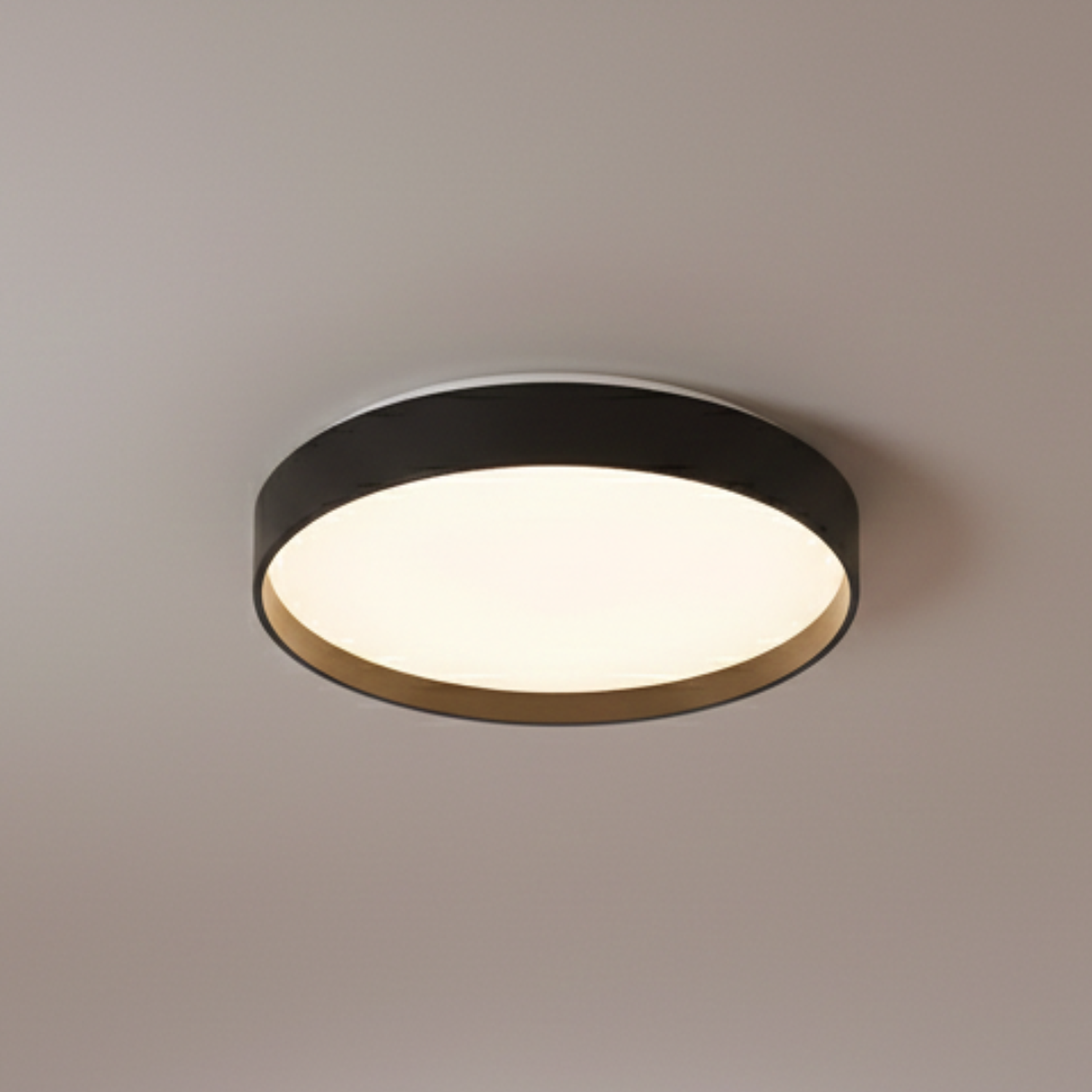 Lámpara Led Redondo 400mm Sobrepuesto Con Control Negro 36w+36w 1