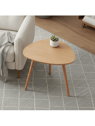 Mesa Lateral Triangular de Madera Tipo Trípode 60x50cm