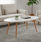 Mesa de Centro Ovalada Blanca con Patas de Madera 100x50cm - Miniatura 2