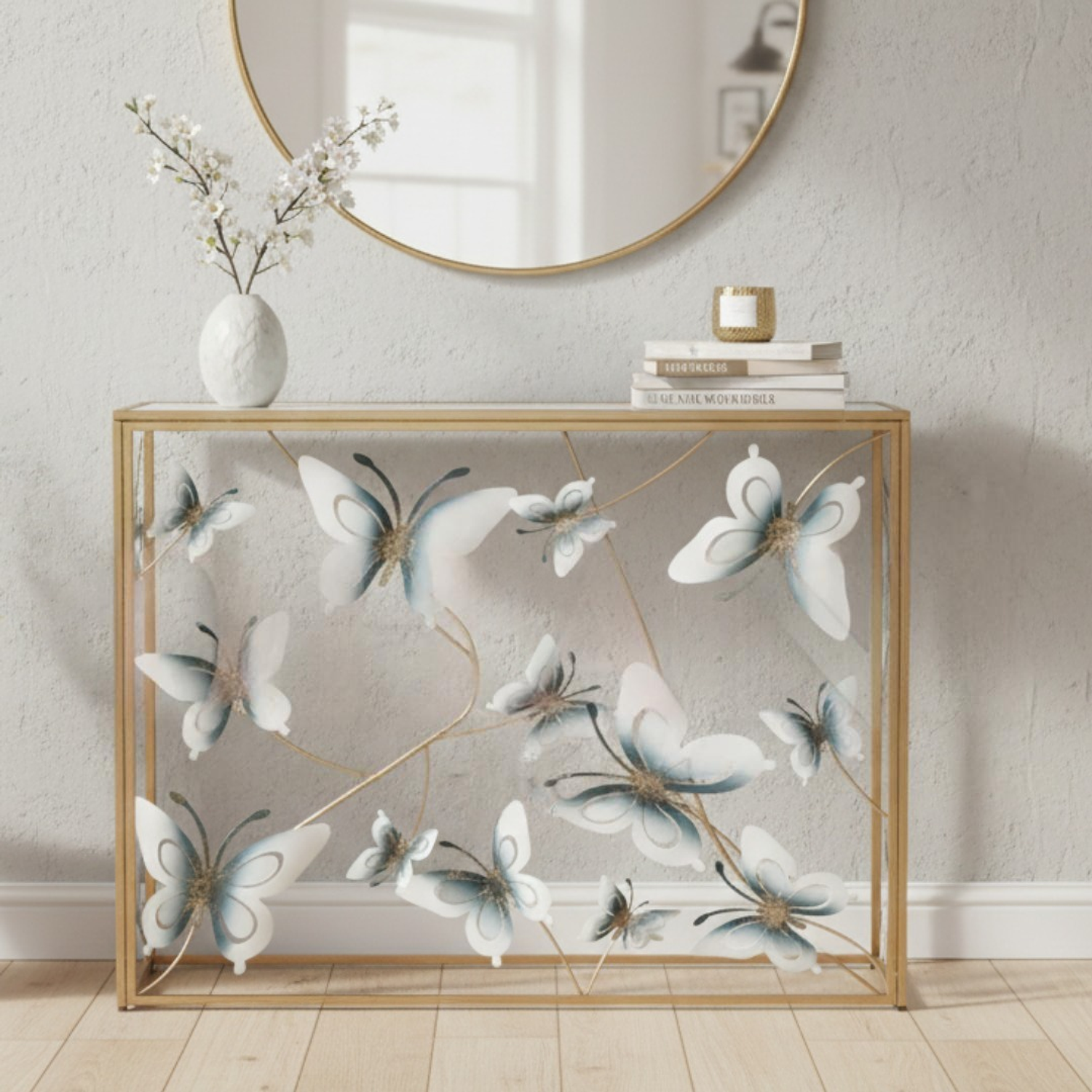 Arrimo Blanca con Base Dorado De Mariposa  2