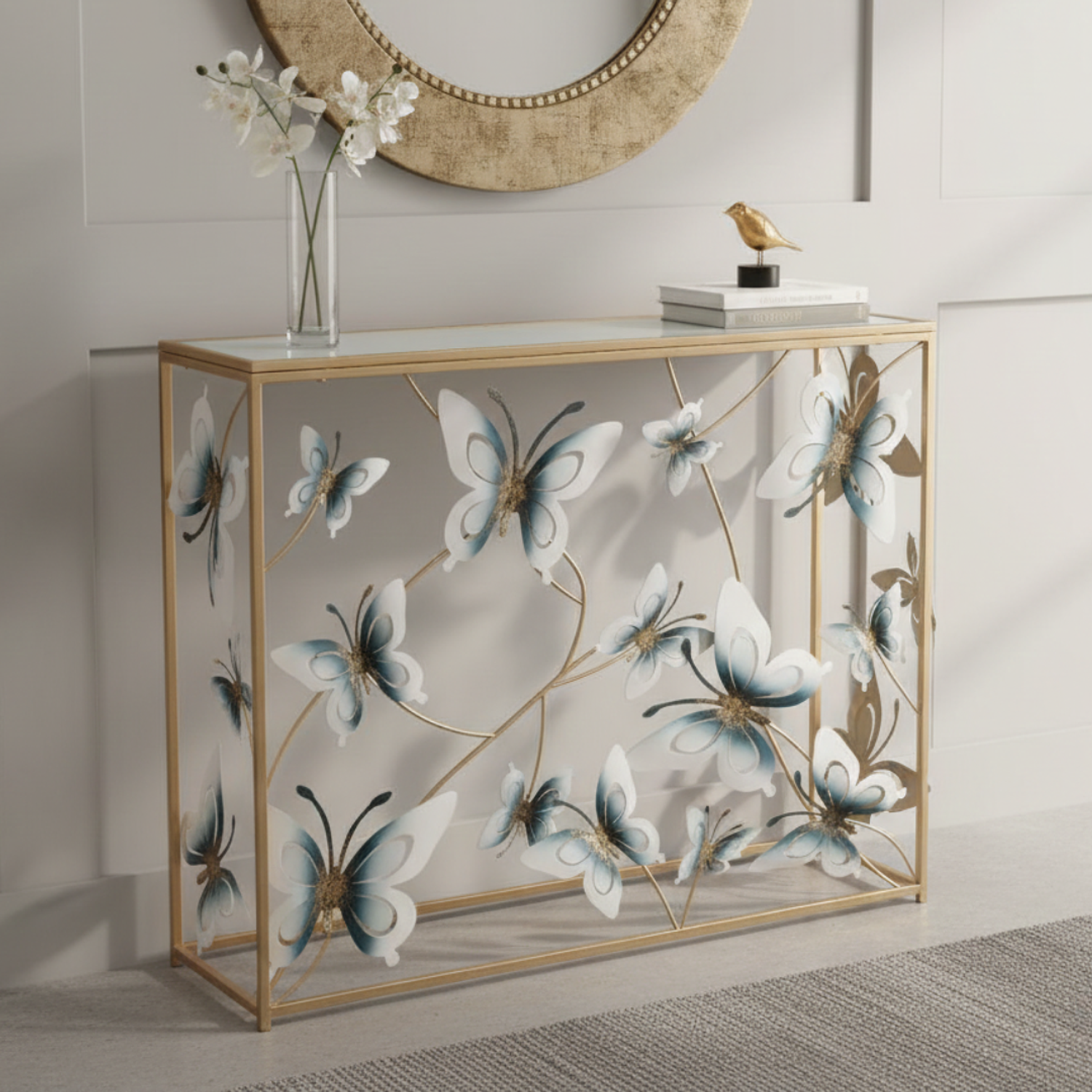 Arrimo Blanca con Base Dorado De Mariposa  1