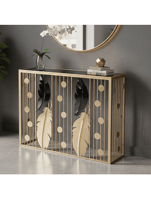 Arrimo Negra con Base Dorado De Pluma