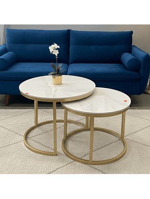 Mesa de Centro Doble Nido con Cubierta Piedra Sinterizada