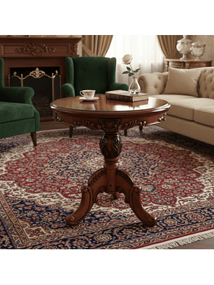 Mesa de Centro Redonda de Madera Color Caoba 70x60