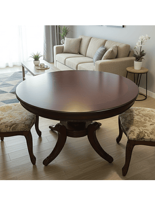 Mesa de Comedor Clásica de Madera Circular Color Caoba 120x75 
