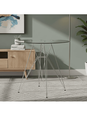 Mesa Eames Eiffel Metálica 80cm o 100cm Vidrio