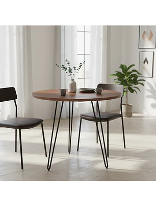 Mesa de Comedor Madera 3 Patas de Acero Negro