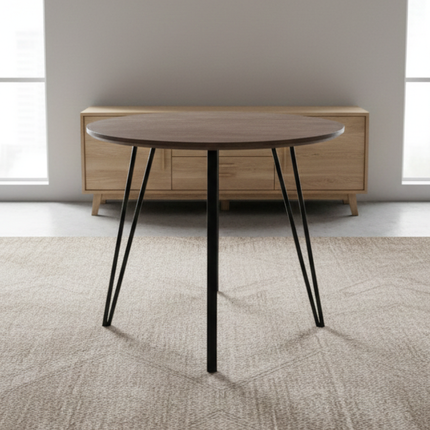 Mesa de Comedor Madera 3 Patas de Acero Negro 3