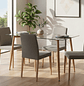 Mesa Rectangular 4 Puestos en Vidrio y Pata Tipo Madera 120x80 cm - Miniatura 2