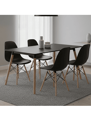 Mesa Rectangular Negra Estilo Nórdico 120x80 MDF