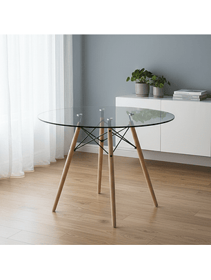﻿Mesa Eames 100cm Diámetro en Vidrio