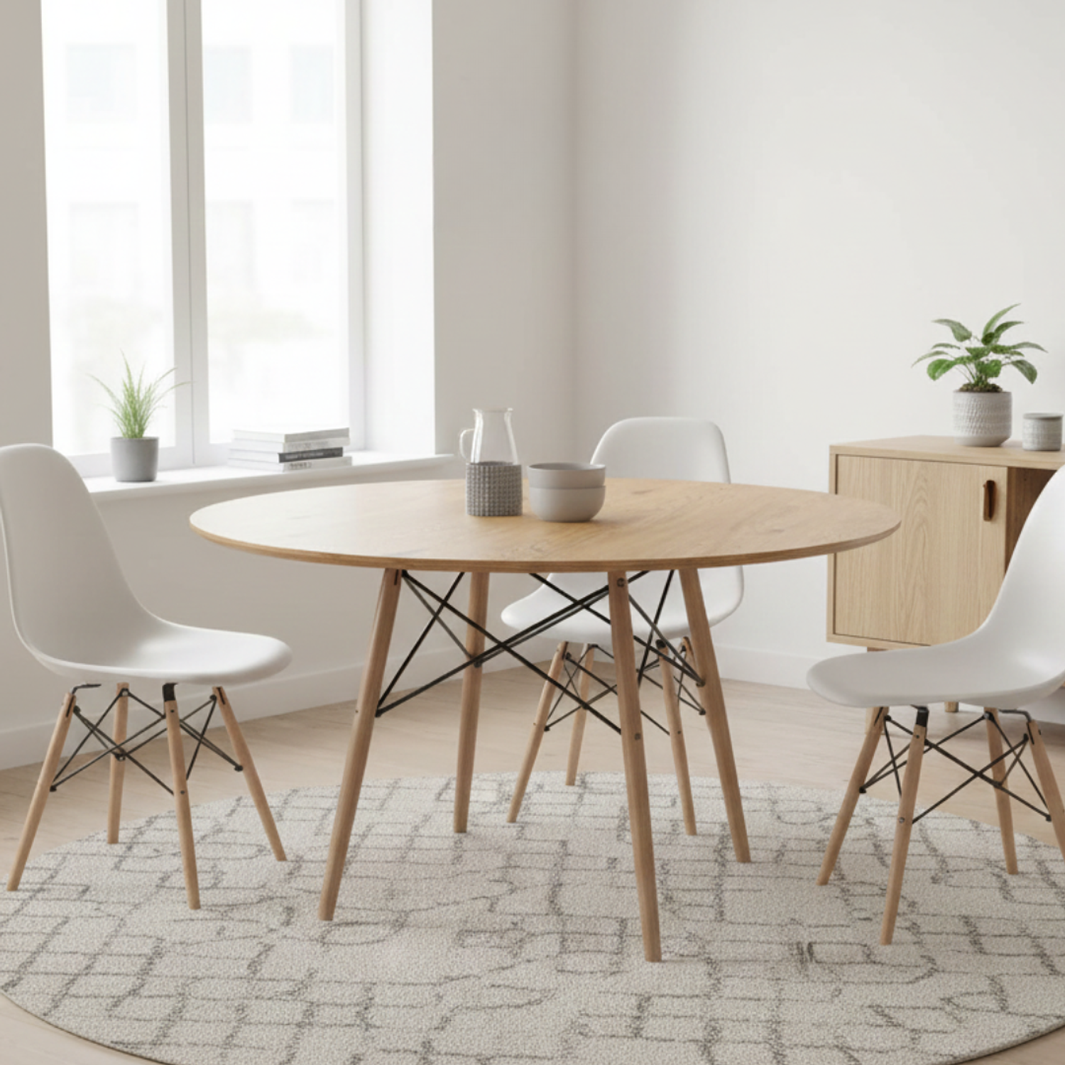 Mesa Eames Redonda de Madera 80 / 100 / 120 cm Diámetro 8