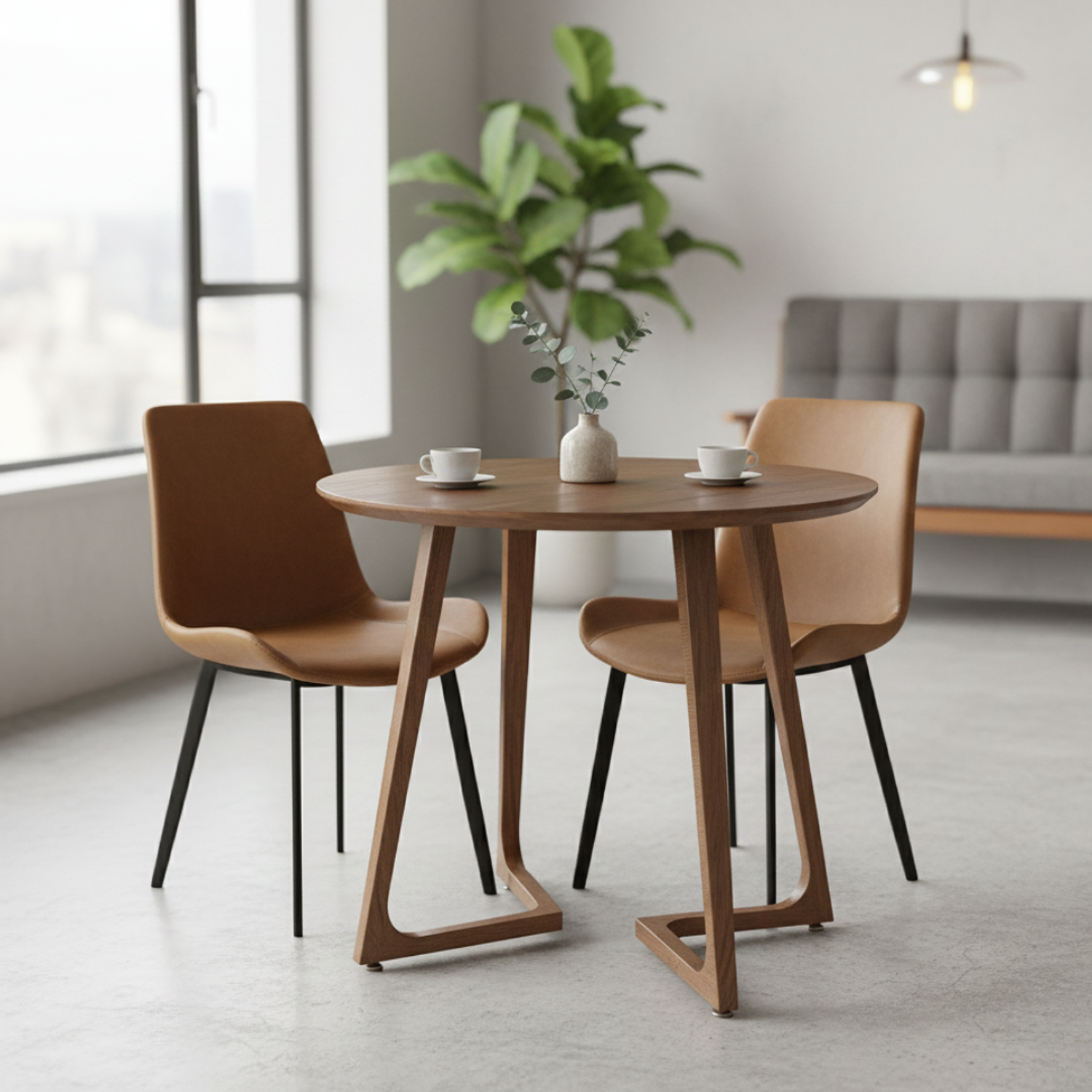 Mesa Circular 80cm Madera Café  1