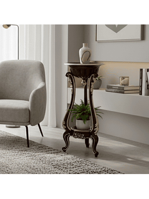 Mueble Lateral de 2 Niveles de Madera Estilo Clásico 