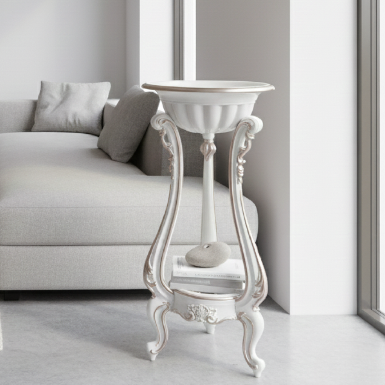 Mueble Lateral de 2 Niveles de Madera Estilo Clásico  6