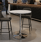 Mesa de Bar Alta Regulable con Tapa Efecto Mármol y Base Cromada - Miniatura 1