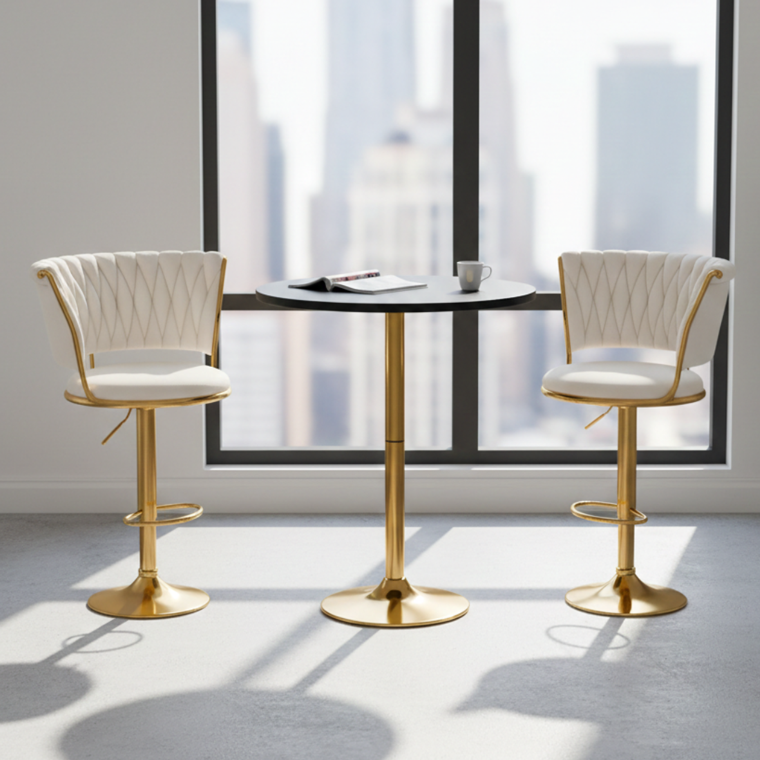 Pack Mesa de Bar MDF Negra mas 2 Taburetes  6