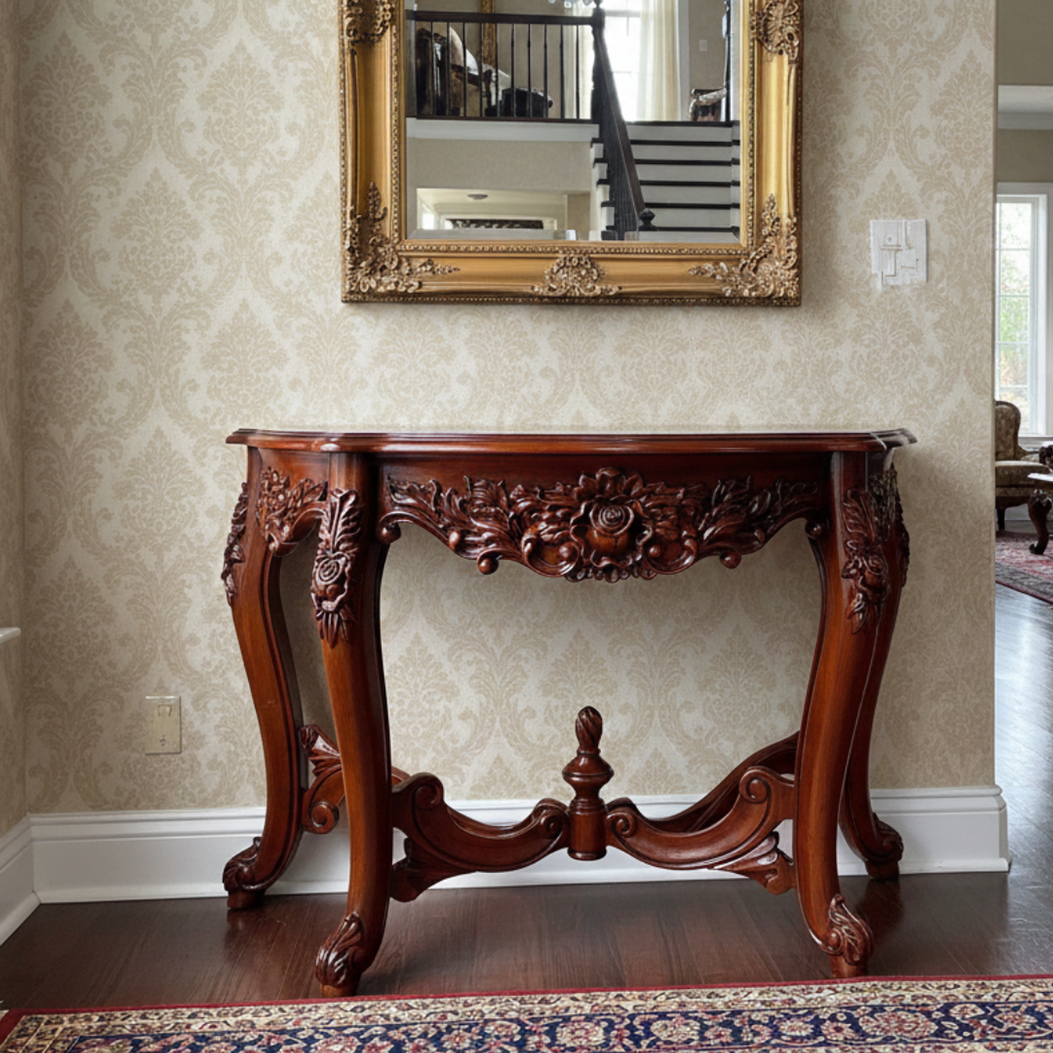 Mesa Lateral de Madera Montenegro Estilo Barroco 1