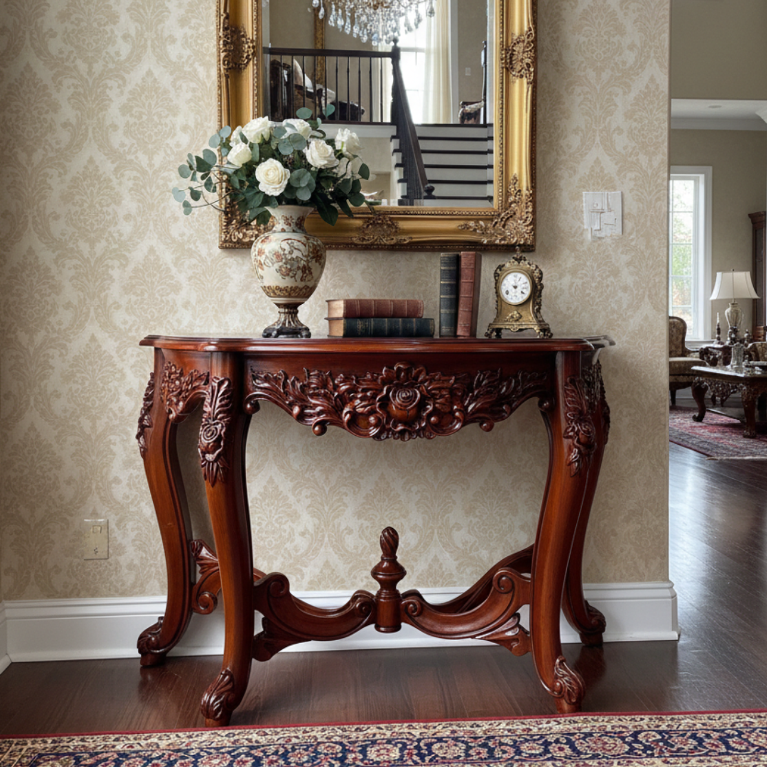 Mesa Lateral de Madera Montenegro Estilo Barroco 2