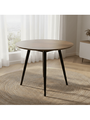 Mesa de Comedor Redonda Madera y Patas Negras