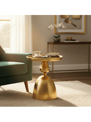 Mesa Lateral de Metal Dorado con Diseño de Flor 