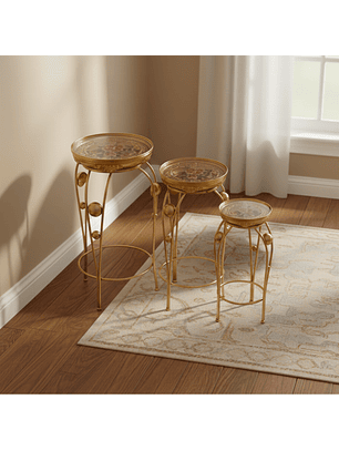 Mesas Laterales doradas Jasmín en 3 Niveles