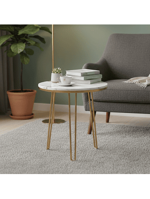 Set de 2 Mesas Laterales Nueva Zelanda con Patas Doradas