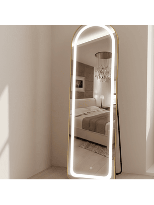 Espejo Media Luna con Marco Dorado