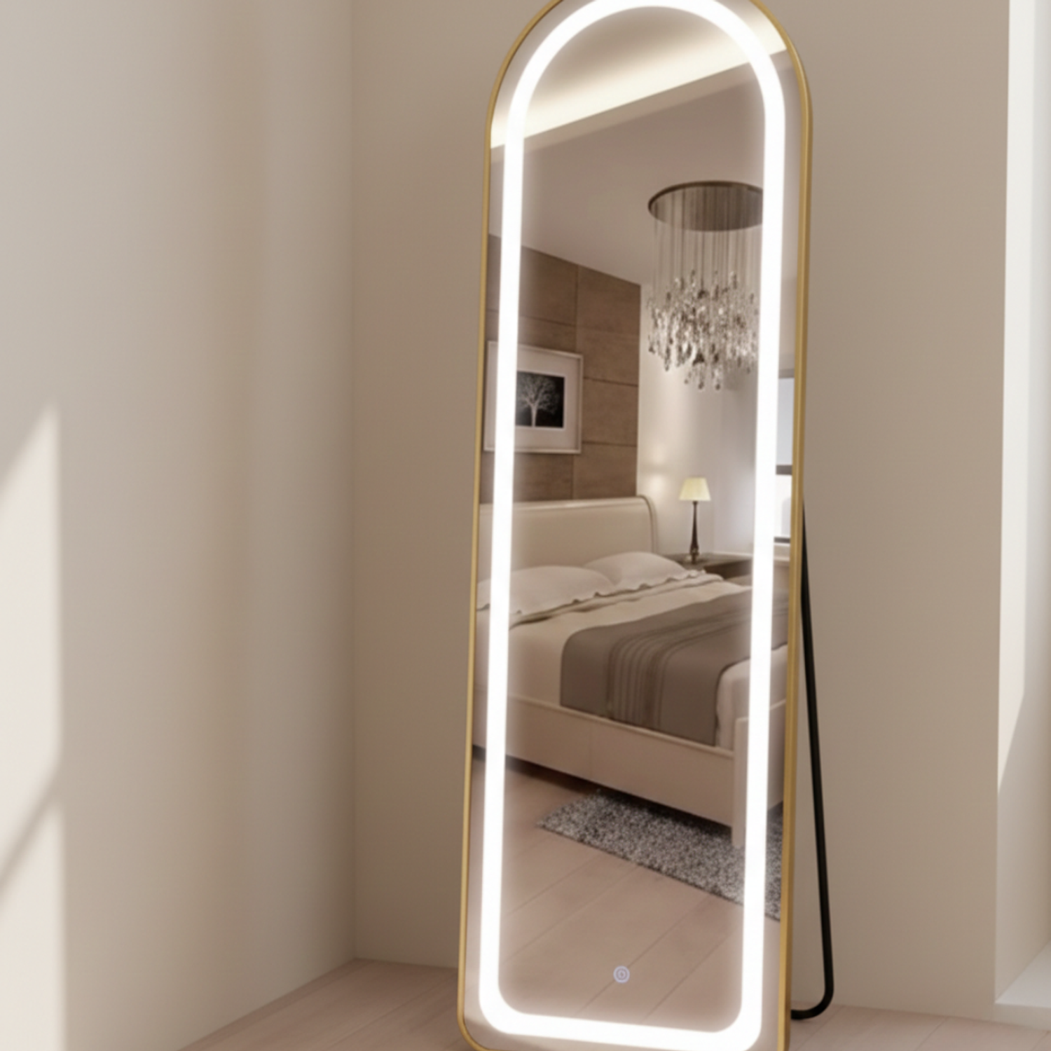 Espejo Media Luna con Marco Dorado 1