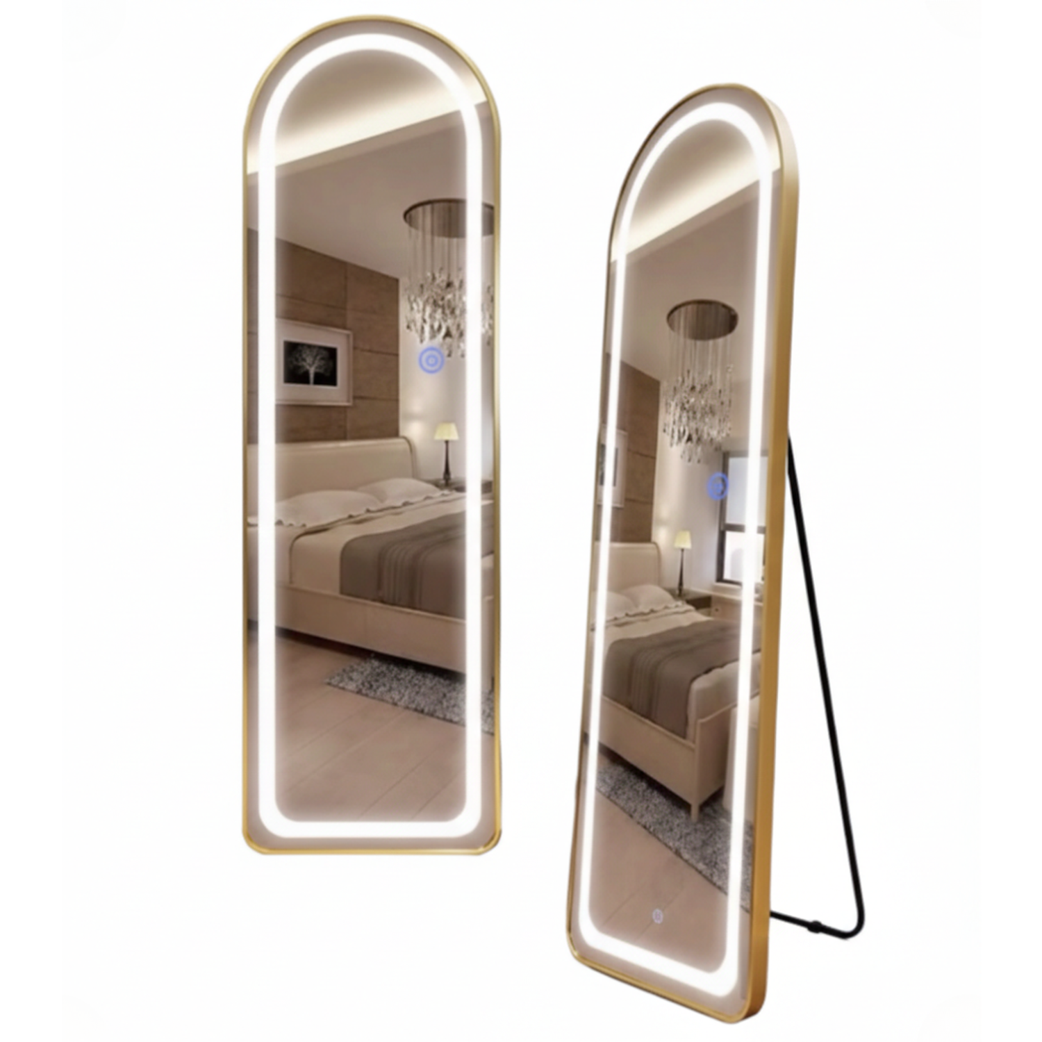 Espejo Media Luna con Marco Dorado 3