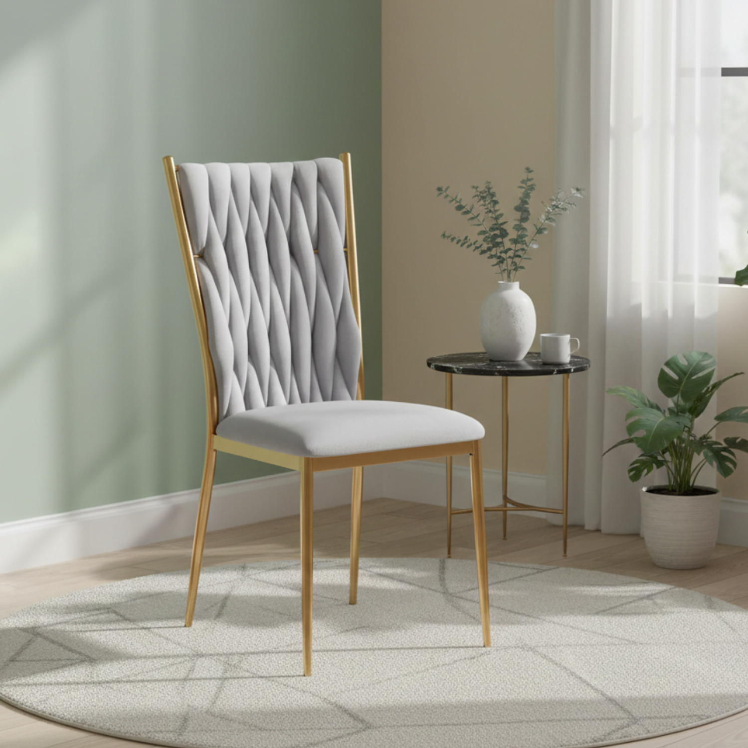 Silla King Velvet con Patas Doradas 1