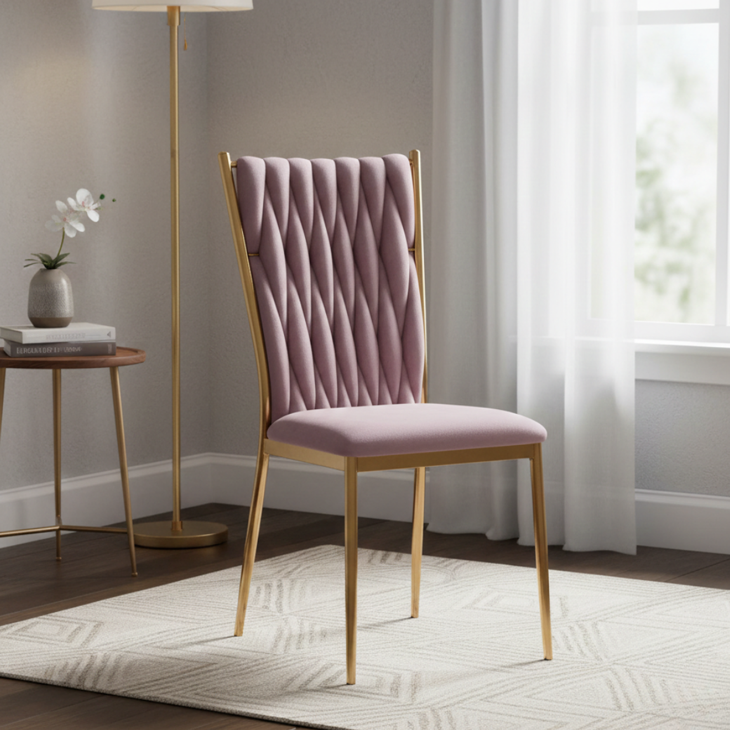 Silla King Velvet con Patas Doradas 3