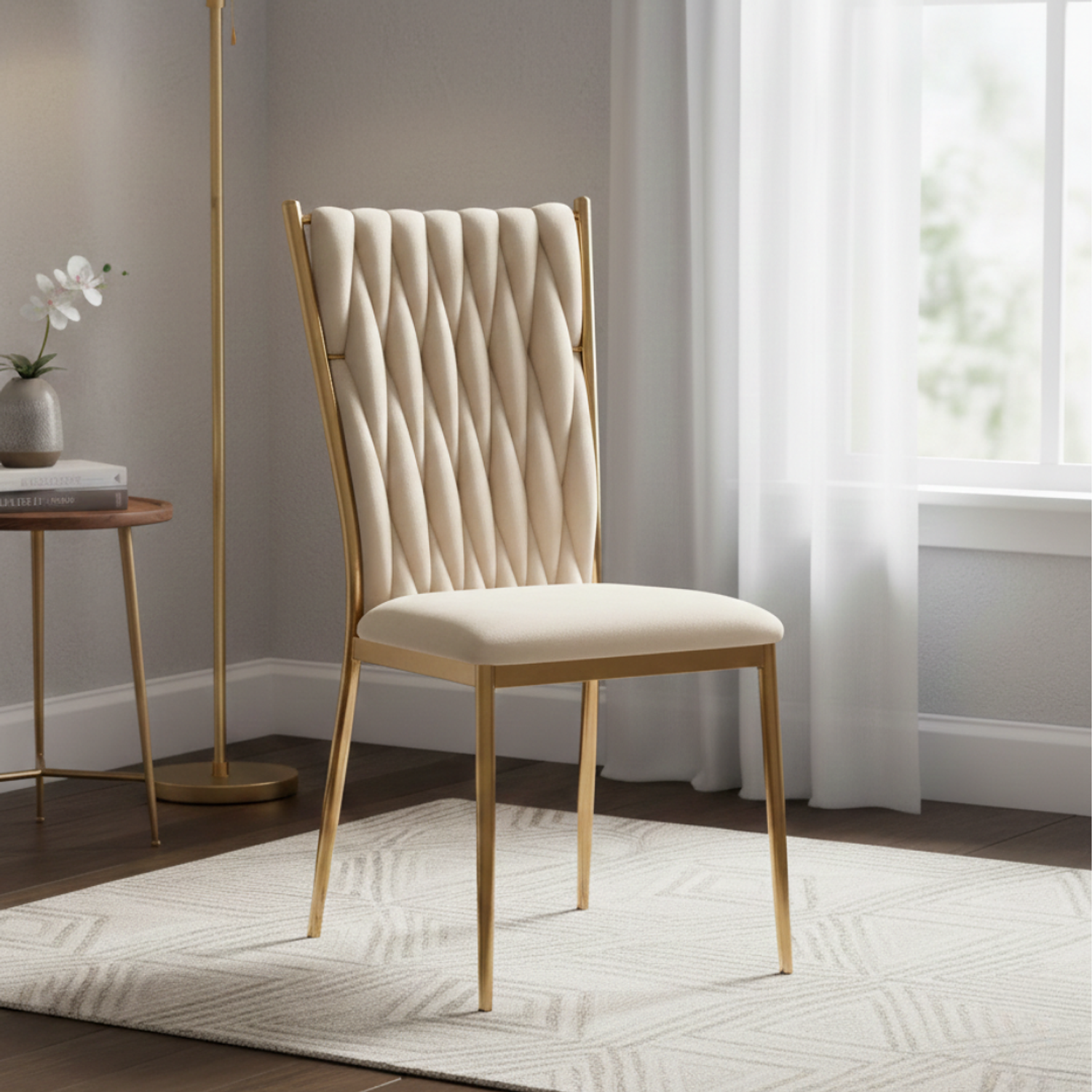 Silla King Velvet con Patas Doradas 5