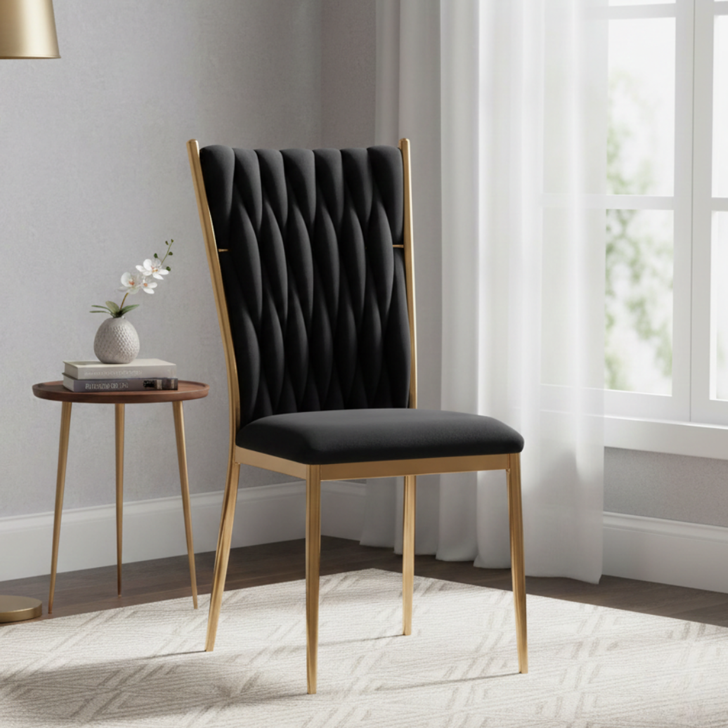 Silla King Velvet con Patas Doradas 7