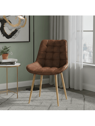 Silla Capitone Pata Dorada Tapizada en PU