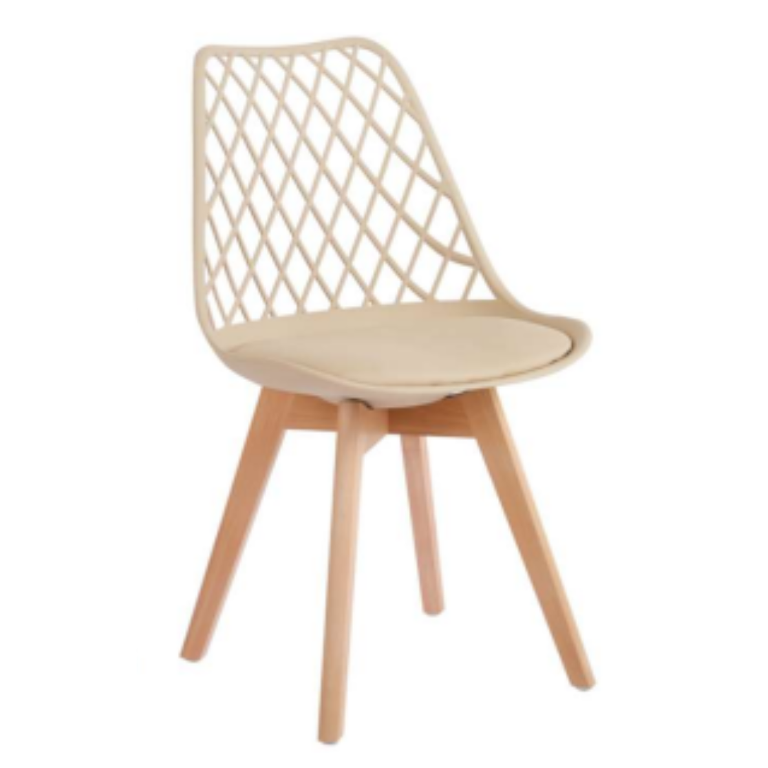 Silla Tulip Mesh con Patas de Madera y Cojín 8