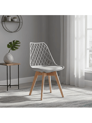 Silla Tulip Mesh con Patas de Madera y Cojín