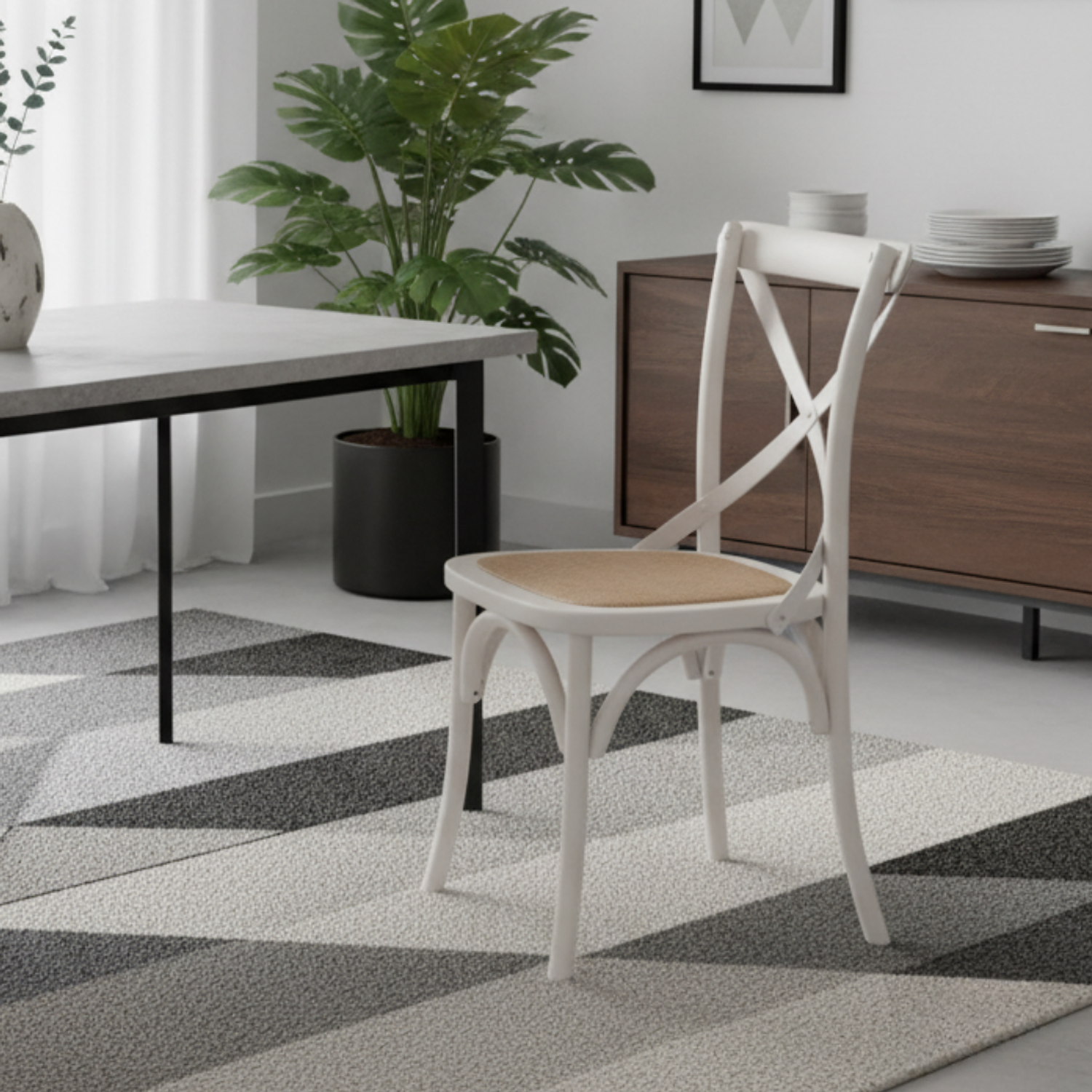 Silla Danubio Crossbak Madera Blanca 1