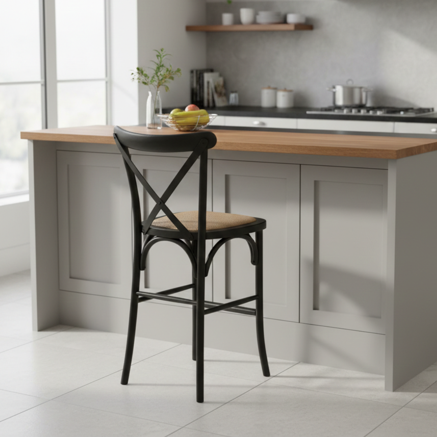 Taburete Bar Crossback Negro 2