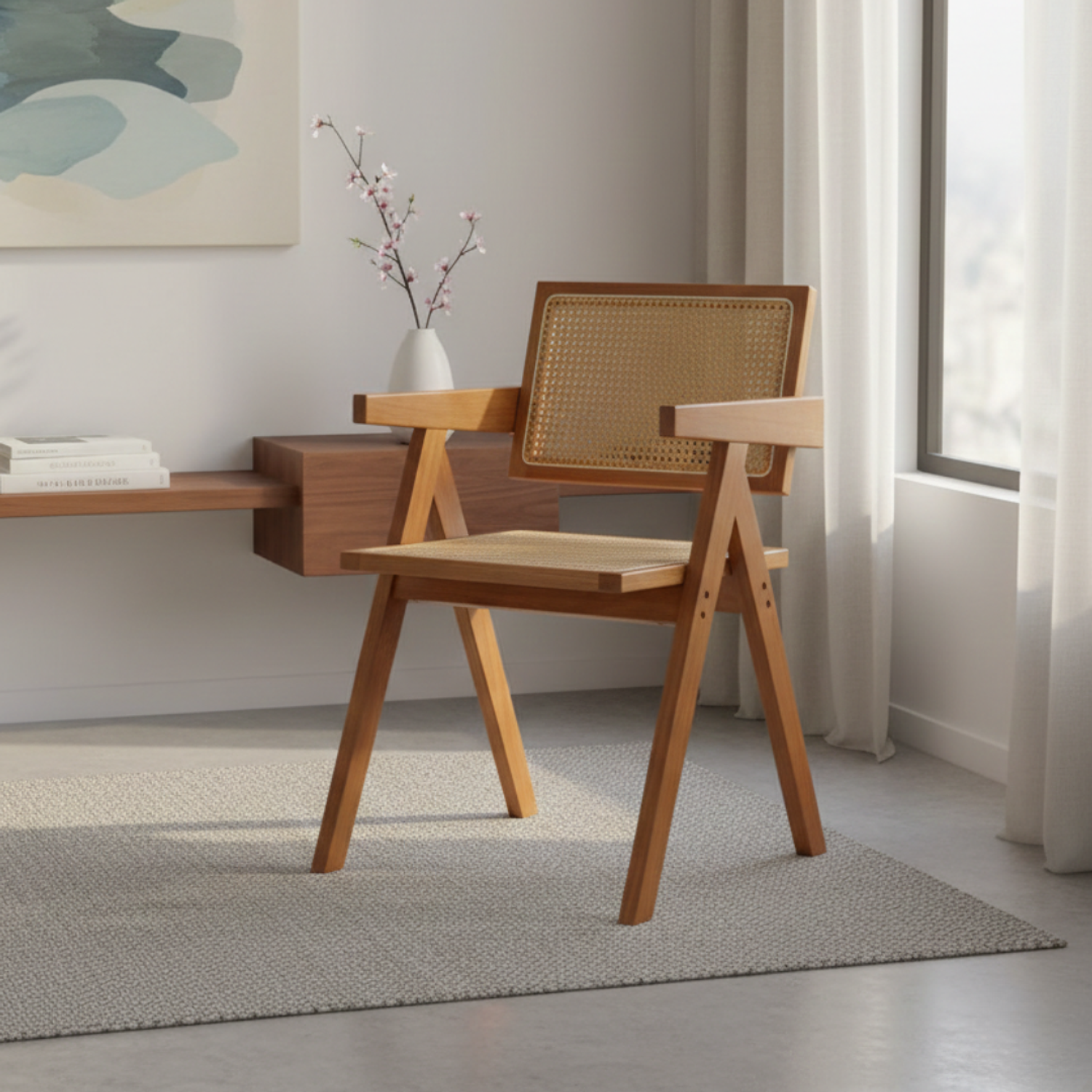 Silla Chandigarh Madera Rattan 1