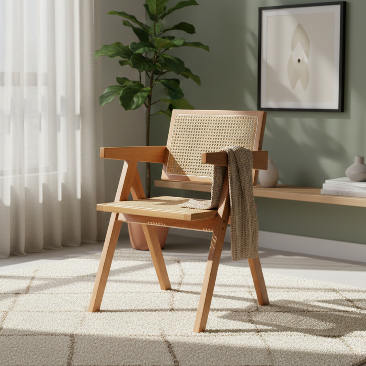 Silla Chandigarh Madera Rattan 4