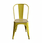 Silla Tolix Amarilla con Asiento de Madera - Miniatura 3