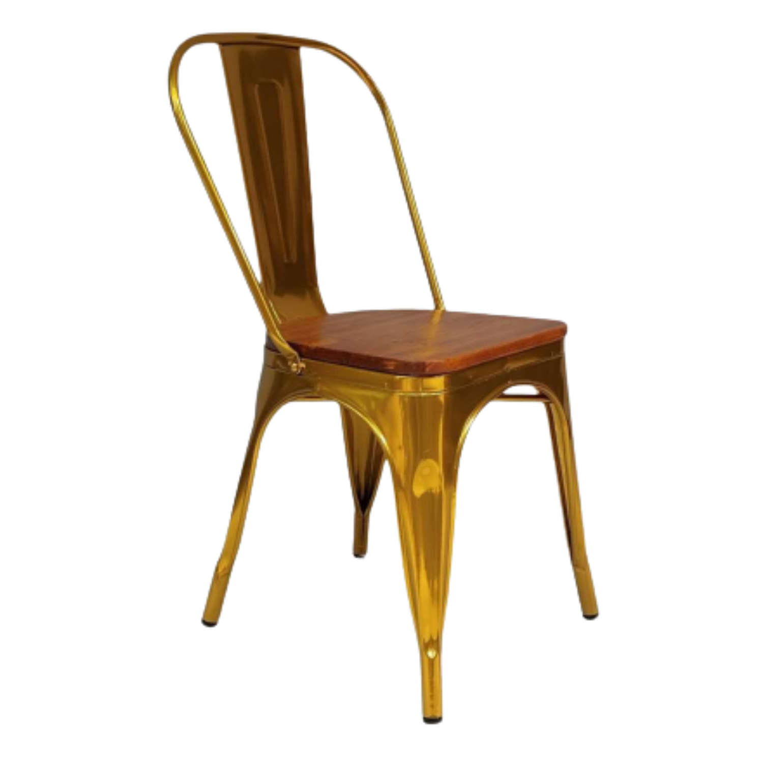 Silla Tolix Gold con Asiento Madera 3