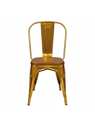 Silla Tolix Gold con Asiento Madera