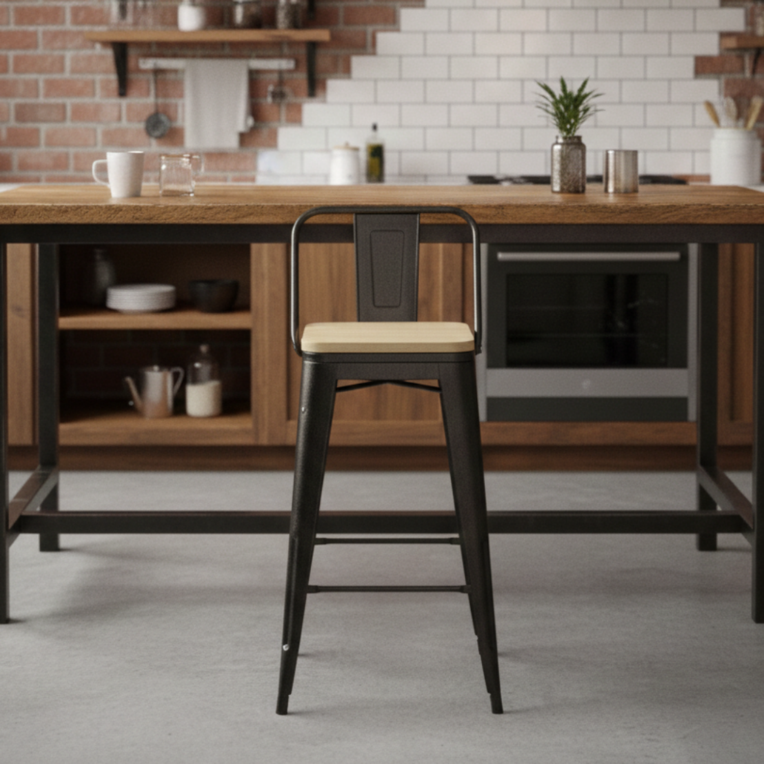 Taburete de Bar Tolix Asiento de Madera 66cm 5