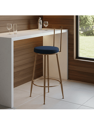 Taburete Bar Icon Felpa Azul 65cm