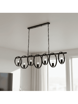 Lámpara Colgante Decorativa Rústica 7 Círculos Negro